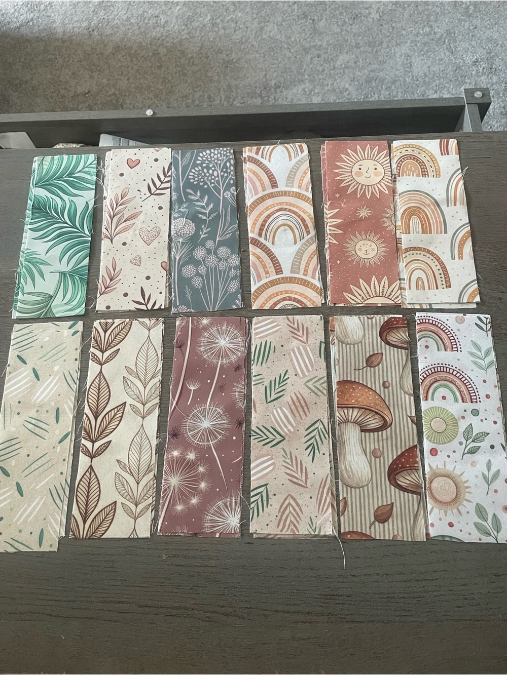 Assorted Boho Nature Fabric Panels - Green, Rust, Cream, Taupe, Pink